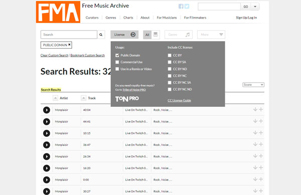 free music archive música con dominio público